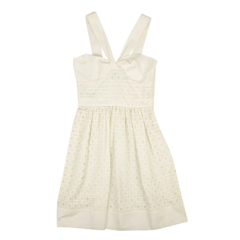 NWT BOUTIQUE MOSCHINO White Sweetheart Lace V-Strap Dress Formal Garments For Women