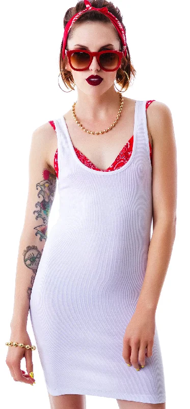 Boy Beater Ribbed Tank Dress Women's Casual Garments