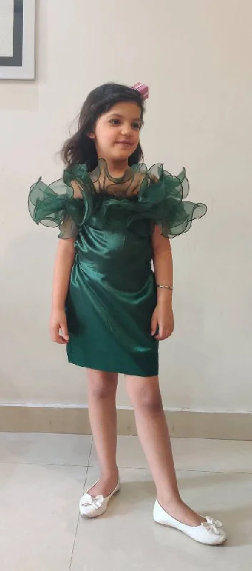 Exquisite Women's Wear Sale Lush Green Ruffled Dress