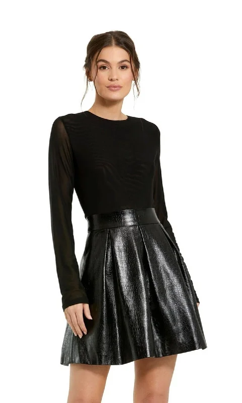 Women's Clothing For Work Sleeved Short Black Dress 81070 by Mac Duggal