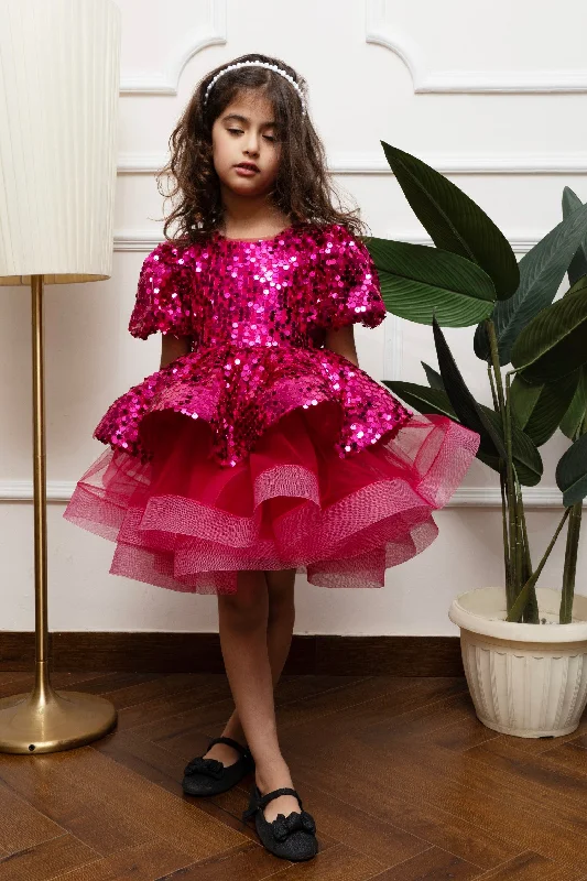 Women's Office Attire Fuschia Stardust Shimmer Dress