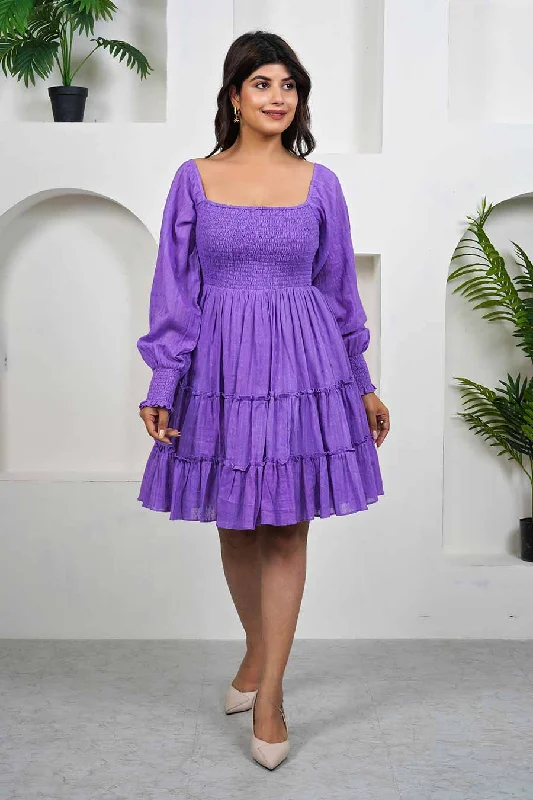 Women's Comfortable Lounge Garments Lavender Tier Dress