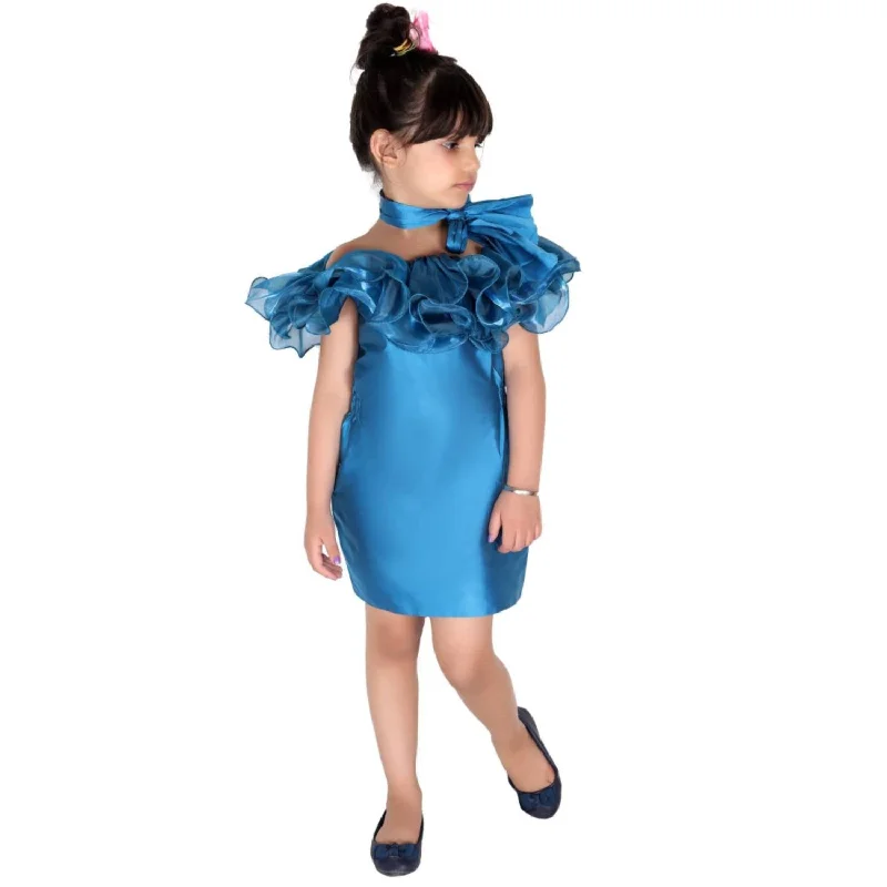 Runway Inspired Wear Blue Magic Ruffled Dress