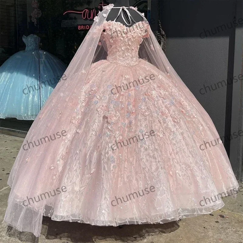 Style Redefined Blush Pink Quinceanera Dresses With Cape Formal Graduation Princess Sweet 15 Dress Style Redefined Blush Pink Quinceanera Dresses With Cape Formal Graduation Princess Sweet 15 Dress