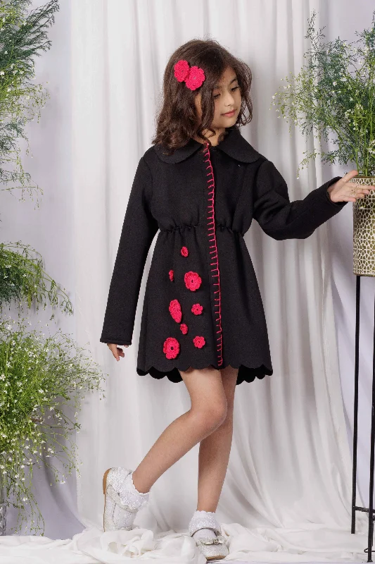 Bid Farewell To The Old Season Black Rose Coat Dress