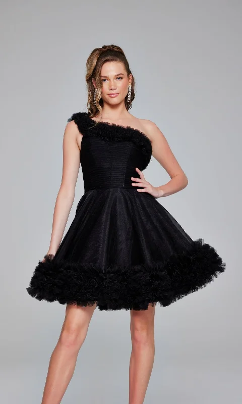 Discount Store One-Shoulder Short Ruffle Hoco Dress: Jovani 39665
