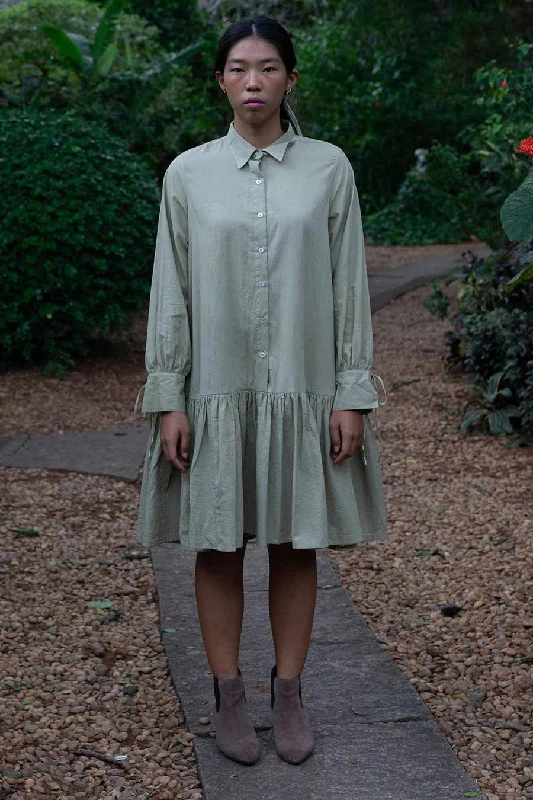 Effortless Comfort Green Gathered Dress