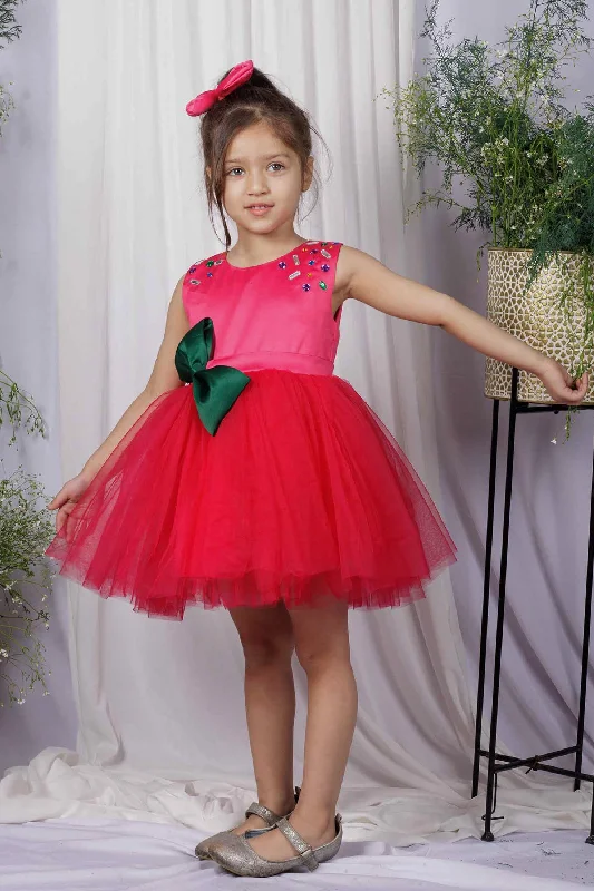 Minimalist Chic Pink Emerald Couture Dress