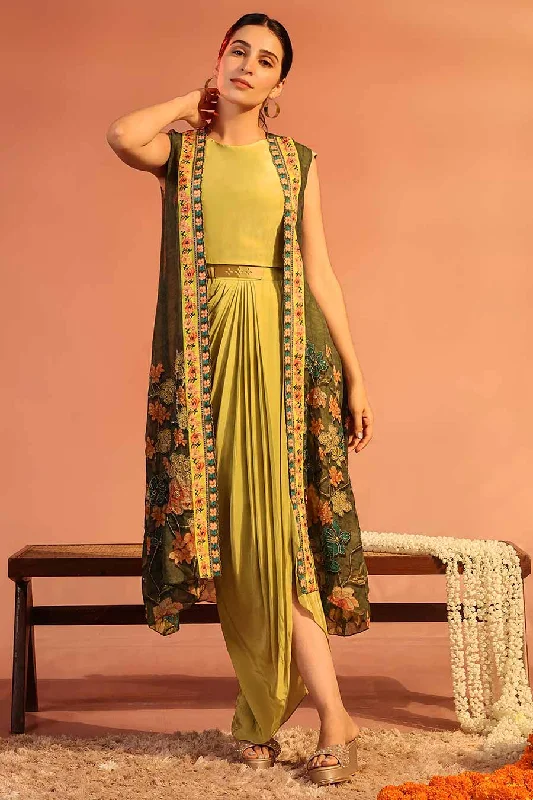 Daily Deals Green Sadira Embellished Dress & Jacket Set