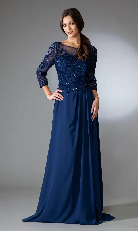 Today Only Modest Long-Sleeve Mother-of-the-Bride Dress 7043