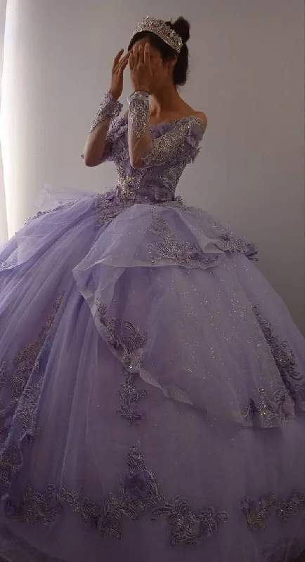 Evening Looks Glitter Purple Princess Dress,Quinceanera Dress, Sweet 16 Dress Y787