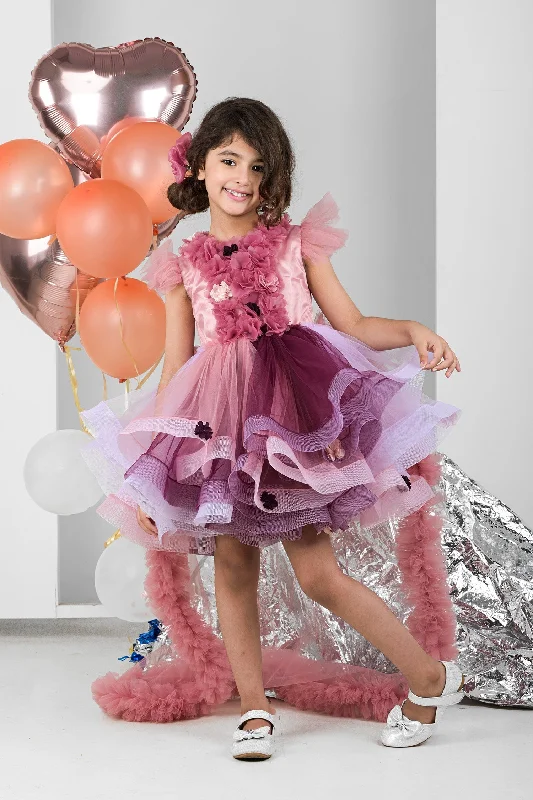 Flash Sale Clothing Dusty Flower Girl Dress with Tail