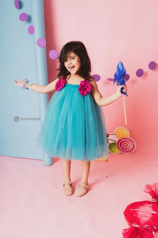 Flowing Silhouette Berry Blue Tutu Dress