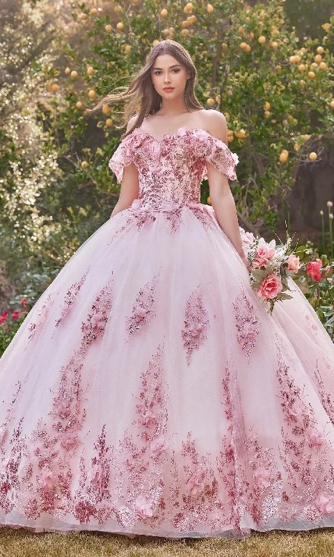 Women's Vintage-Inspired Clothing Glitter Quince Dress with Back Bow: Ladivine 15701