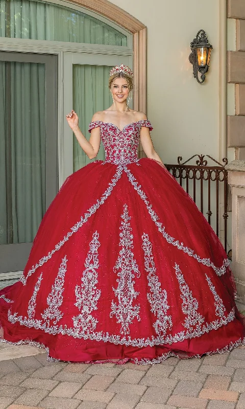 Women's Vacation Clothes Red Off-the-Shoulder Quinceanera Dress 1662