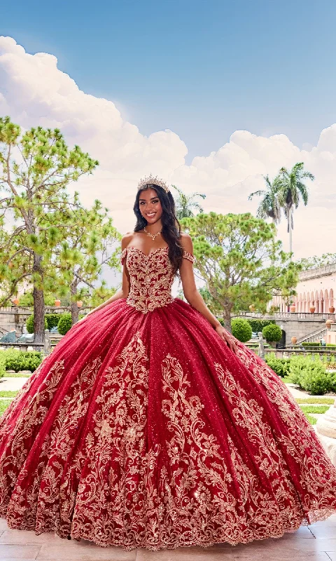 Stylish Women's Apparel PR12264 Princesa Quince Dress with Glitter Tulle