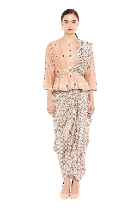 Modern Women's Wardrobe Essentials Brown Pre-Stitched Drape Saree Dress