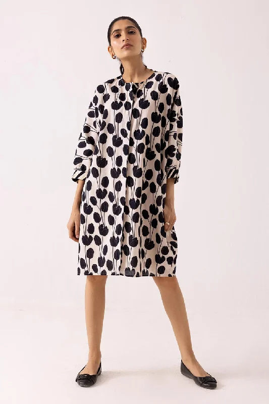 Best Online Clothing Boutiques Black Printed Tulip Dress