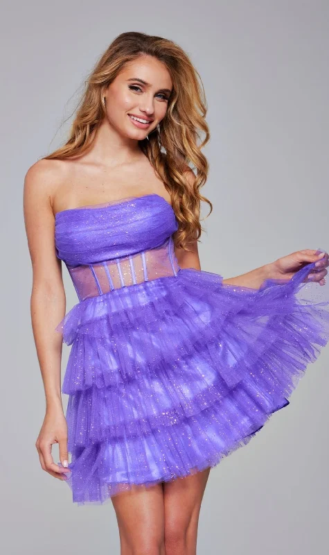 Sale For Women Strapless Short Glitter Hoco Dress: Jovani 39666