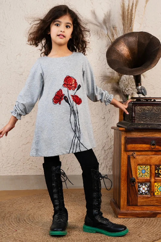 Quality Wear Poppy Grey Stitch dress
