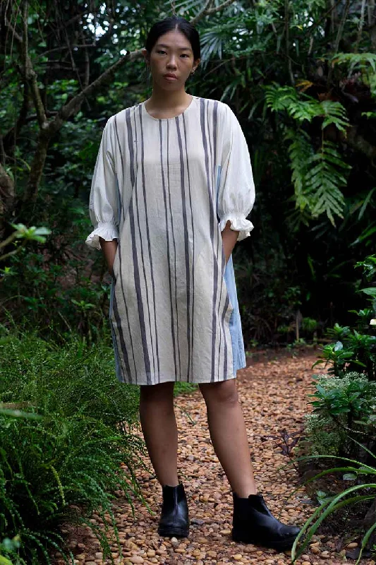 Sophisticated Cut Off-White Solistace Hand-Painted Dress