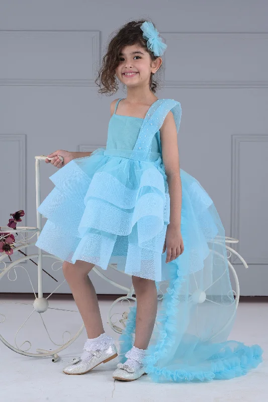 Women's Urban Fashion Blue Sky Frilly Dress