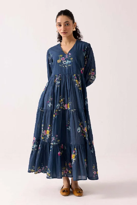Big Sale Event Blue Printed Iris Dress