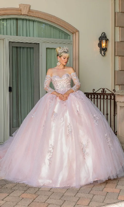 Lighten Up With Nordic Styles Blush Pink Quinceanera Dress 1674 with Sleeves