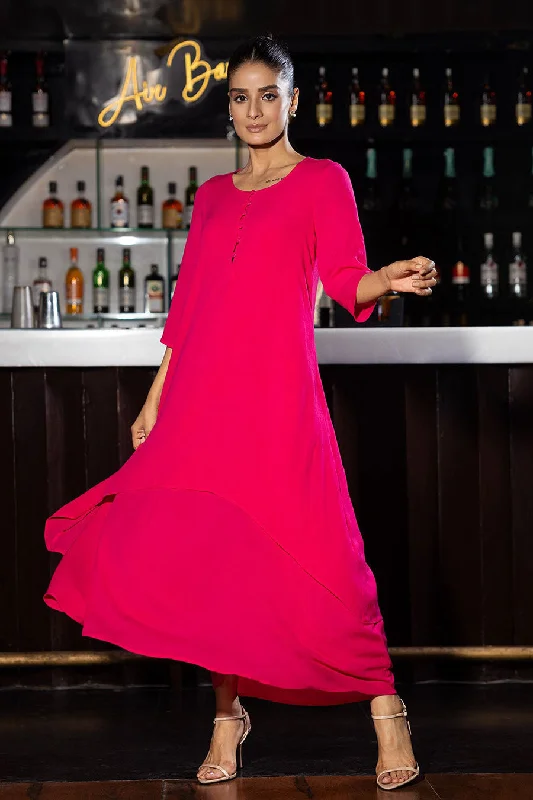 Fashion Forward Pink Maxi Layer Dress