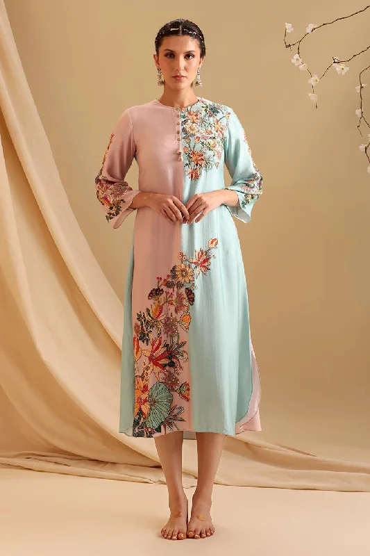 Big Savings On Minimalist Office Styles Pink & Blue Aarani Embellished Dress