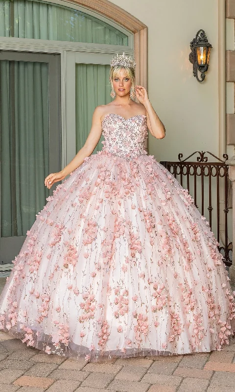 Anniversary Sale Strapless Rose Gold Quinceanera Dress 1673