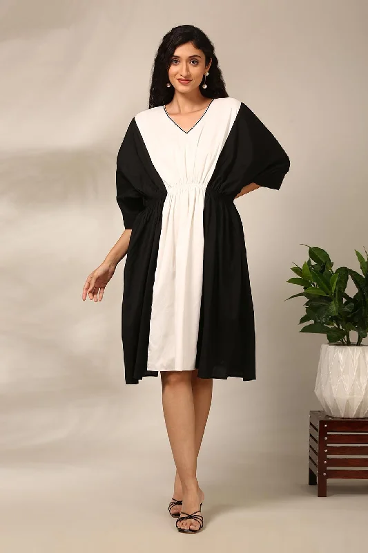Chic Wardrobe Essentials Black & White Panelled Dress