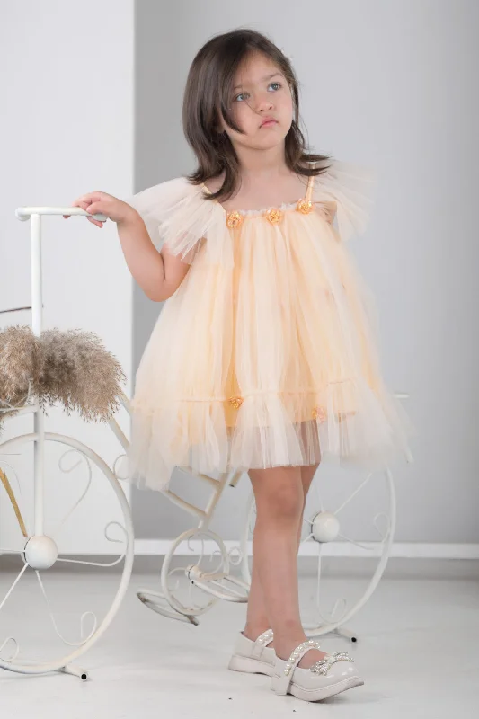 Chic Styles Peachy Petal Flutter Dress