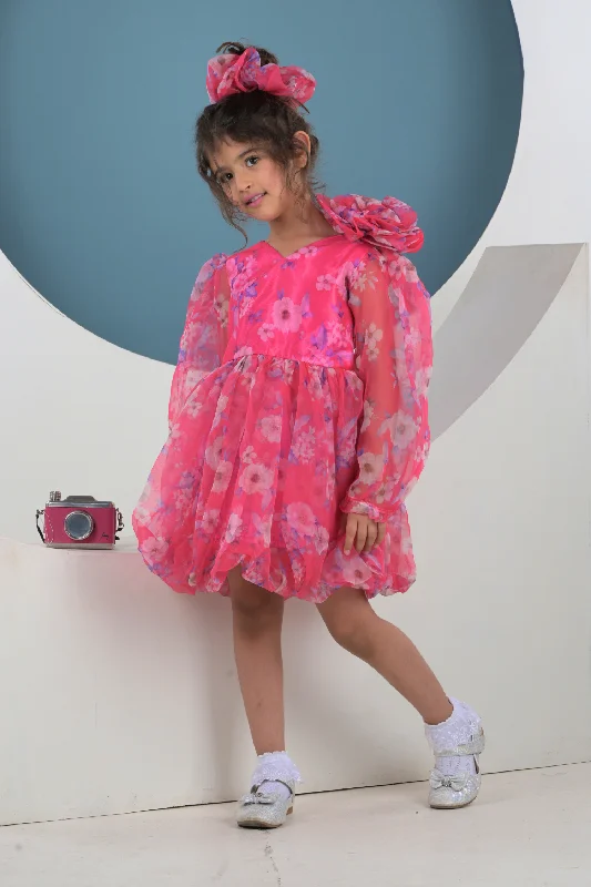 Trendy Pulse Neon Pink Balloon Dress