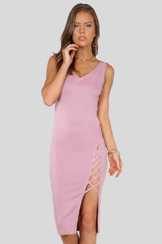 Premium Women's Wear At Limited-Time Offers Play Blush Slit Side Dress