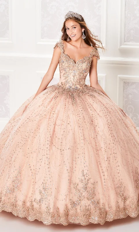 Women's Comfy Attire For Lounging Cap-Sleeve Quinceanera Dress: Princesa PR21964