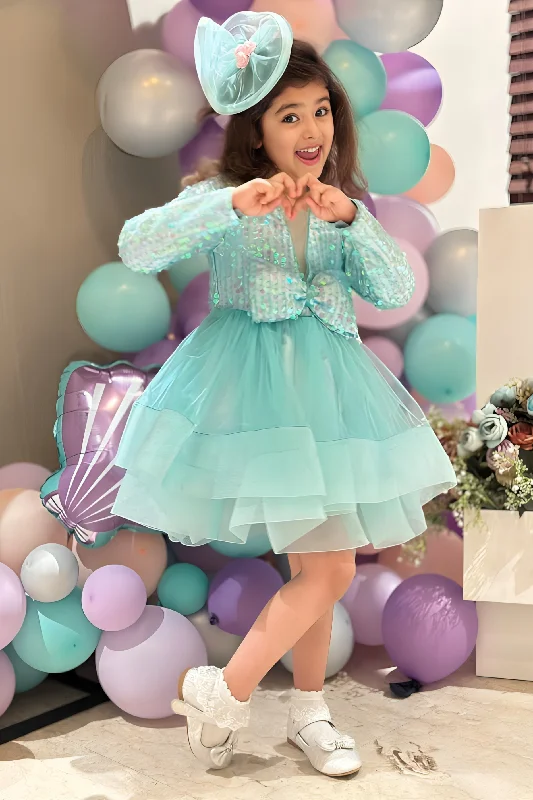 Elegant Fashion Minty Elegance Shimmer Dress