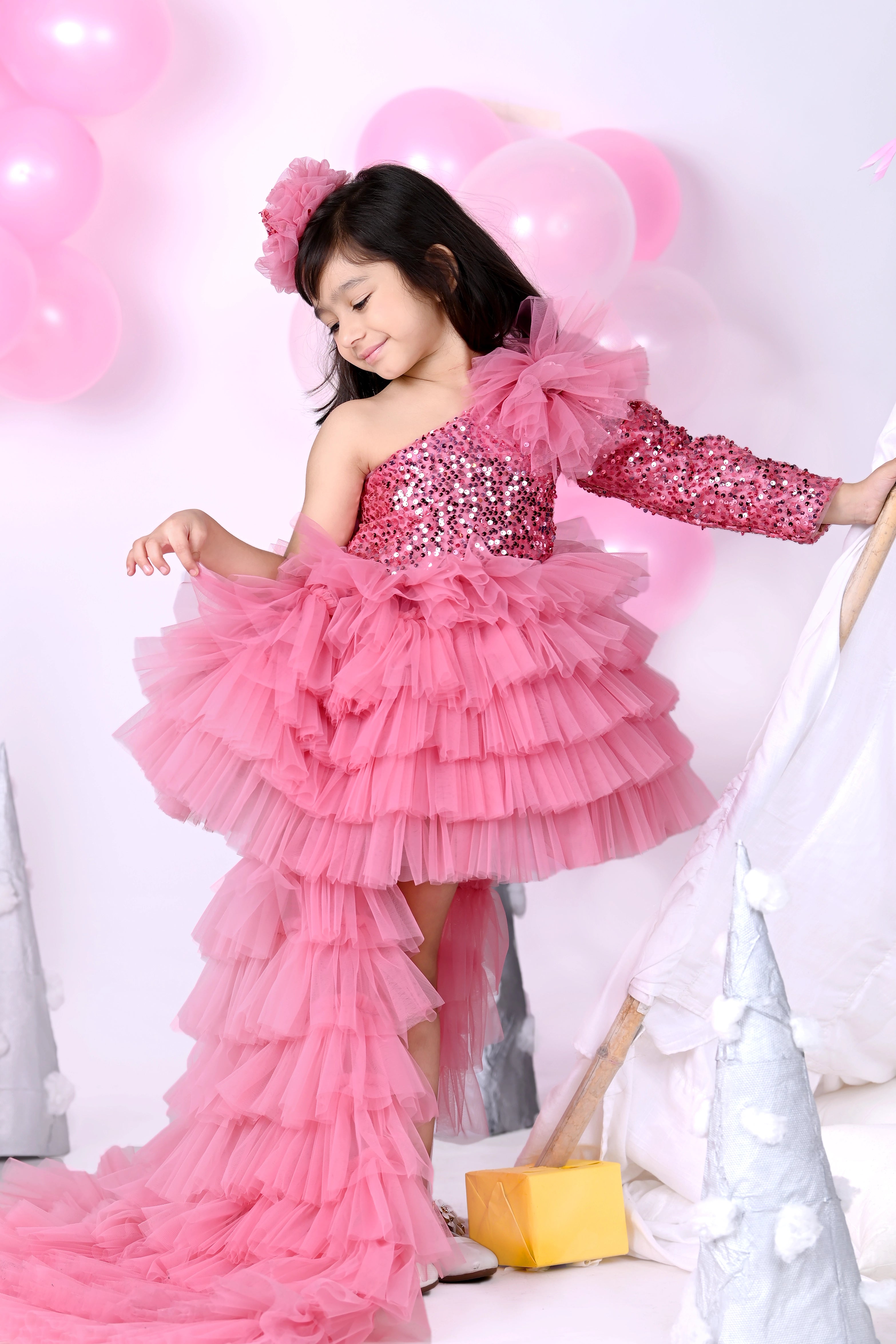 Soft Textures Sparkling Stardust Dress With Trail