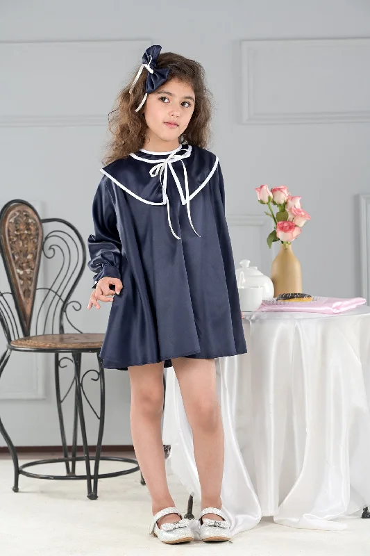 Elegant Details Navy Collar Tea Dress