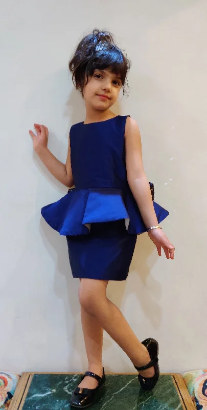 Effortless Style Blue Sapphire Peplum Dress