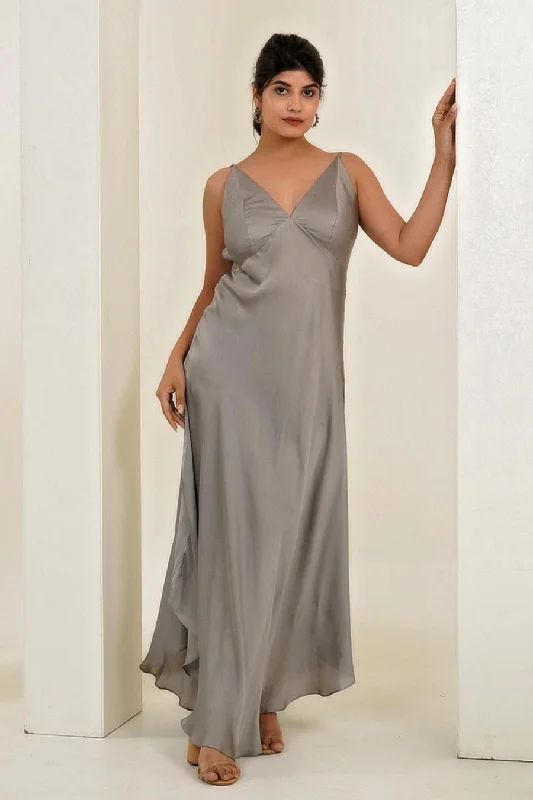 Style Beyond Borders Grey Backless Dress