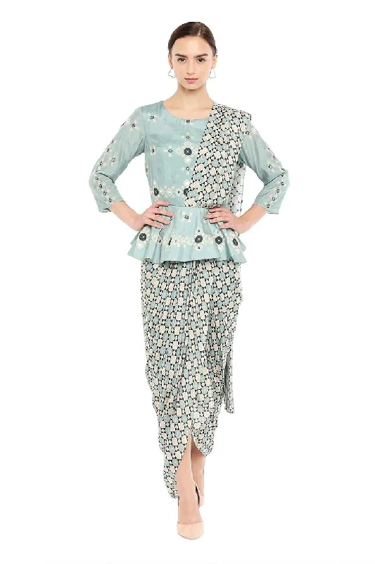 Ends Soon Blue Pre-Stitched Drape Saree Dress