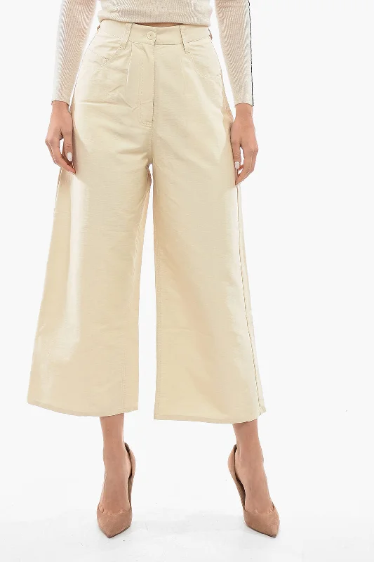 Malloni High-Waist Cotton ALIADI Palazzo Pants Fashionable Tops for Women