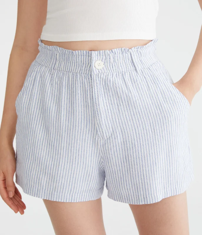 Aeropostale Striped High-Rise Linen Shorts Women's Stylish Outdoor Outfit