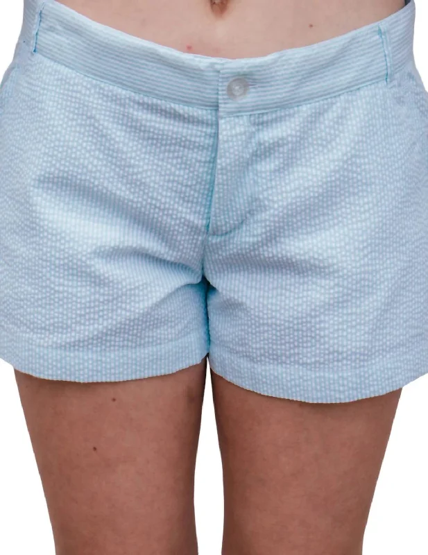 Women's Seersucker Poplin Shorts In Mint Modern Women's Fashion with Vintage Touches