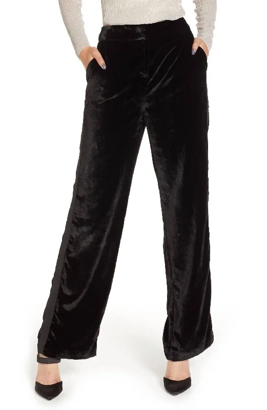 Velvet High Rise Wide Leg Trousers In Black Casual Clothes For Women