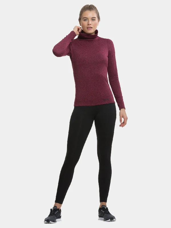 Warm-Up Thermal Long Sleeve Funnel Neck Top For Women With Brushed Inner Fabric, Thumbholes & Reflective Strips Women's Clothing Sets