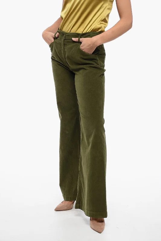 True Royal Corduroy Low-Waist Pants with Flared Fit End of Season Sale