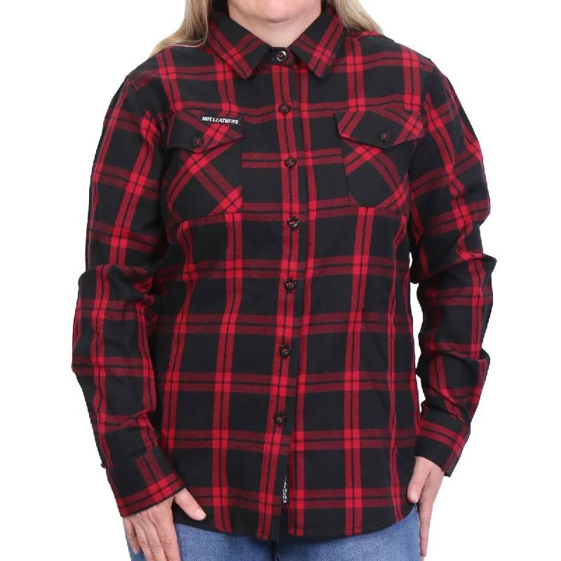 Hot Leathers FLL3009 Ladies Black and Red Flannel Long Sleeve Shirt Affordable Fashion for Women