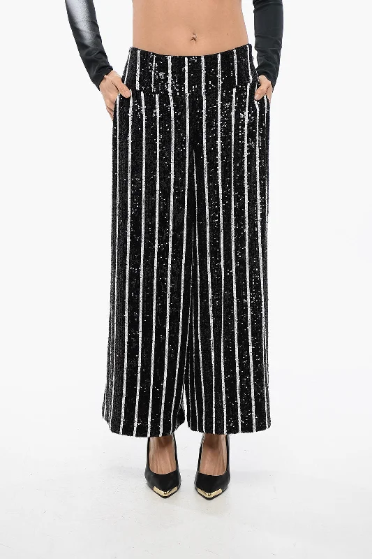 Balmain Sequined Striped High-Waisted Pants Best Online Clothing Boutiques